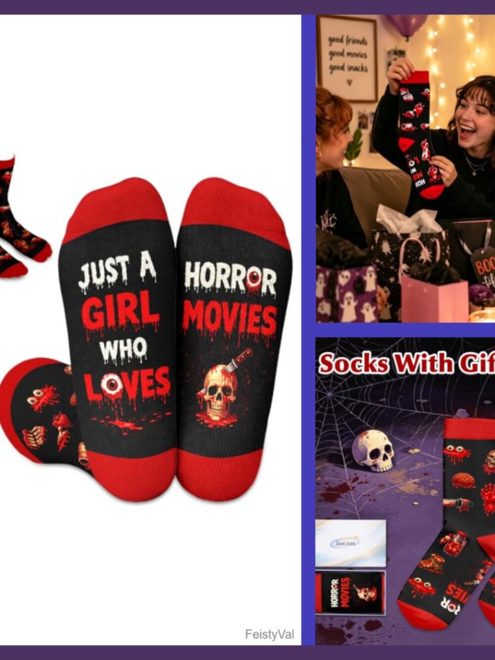 Horror Movie Lover Gift Women's Cotton Novelty Socks